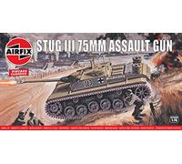 Airfix Vintage Classics Set - A01306V Stug III 75mm Assault Gun - Plastic Model Tank Kits for Adults & Children 8+, Set Includes 79 Pieces, Sprues & Decals - 1:76 Scale Model Tank Set