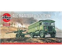 Airfix Vintage Classics Set - A01314V AEC Matador & 5.5inch Gun - Plastic Model Tank Kits for Adults & Children 8+, Set Includes 67 Pieces, Sprues & Decals - 1:76 Scale Model Tank Set