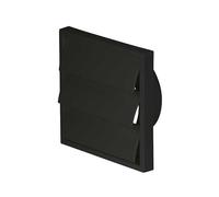 Airflow 100mm Black External Air Vent Cover Gravity Grille - 154x154mm Square Wall Cover with Round Rear Spigot & Backdraught Shutter Flaps for Extractor Fans & Bathrooms