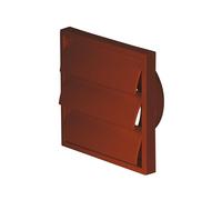 Airflow 100mm Terracotta External Air Vent Cover Gravity Grille - 154x154mm Square Wall Cover with Round Rear Spigot & Backdraught Shutter Flaps for Extractor Fans & Bathrooms