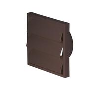 Airflow 125mm Brown External Air Vent Cover Gravity Grille - 187x187mm Square Wall Cover with Round Rear Spigot & Backdraught Shutter Flaps for Extractor Fans & Bathrooms