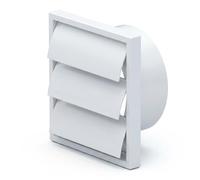 Airflow® Gravity Flap Grille - White Plastic External Wall Vent Cover for 125mm/5" Ducting - Weatherproof Air Outlet - 187mm x 187mm