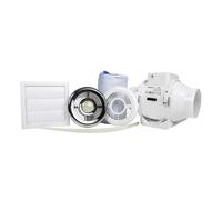 Airflow Aventa In-Line Extractor Fan Kit with Light and Timer, 52l/s, 100mm