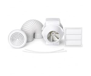Airflow AV125T Extractor Fan Kit 125mm with Timer - 78 l/s | Powerful Two-Speed In-Line Bathroom Fan with 2-30 Min Overrun Timer, 6m Flexible Ducting, Extract Valve & External Grille