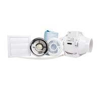 Airflow Aventa Timer controlled in-line Shower Fan and Kit With Light 100mm - 9041408