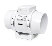 Airflow Aventa 100T In-Line Extractor Fan with Adjustable Timer (2-30 Minutes) - 21W Energy-Saving, 40-52 l/s Flow Rate, IPX4 Rated, Fits 100mm Duct, 3-Year Warranty