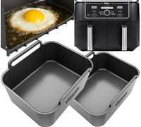 Airflow Bake™ Ninja AF400UK Oil/Baking Silicone Liners | Flat Base for Baking & Oil Cooking | Dishwasher Safe, Ninja Air Fryer Accessories | AF400UK Accessories 2PCS | by iStock Kitchen