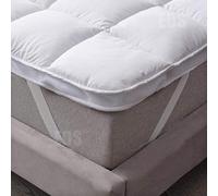 AirFlow Box Stitched Mattress Topper 5cm Thick Extra Filled HollowFiber Filling Cosy Super Soft Anti Allergenic with 4 Corner Straps Elastic Soft and Firm Hotel Quality (DOUBLE - 137 x 190 CM)
