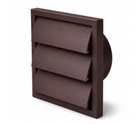 Airflow Brown 125mm Gravity Wall Vent Grille with Backdraught Shutters | 187x187mm External Wall Cover, Round Rear Spigot, Helps Reduce Backdraughts, Draughts & Odours, for Extractor Fans