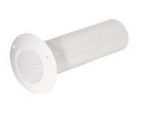 Airflow Cavity Wall Ducting Kit - 100mm Diameter x 350mm Length Rigid Plastic Duct with White Grille & Screws - Airtight, Easy to Install