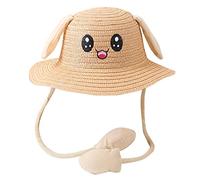 Airflow Children's Summer Straw Hat with Adorable Moving Rabbit Ears and Convenient Carry Bag #1203A