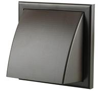 Airflow Exhaust Hood Wall Vent Cover - 186 × 186 × 150 mm - Weather-Resistant External Grille with Protective Hood & Backdraft Shutter - Brown Outdoor Exhaust Vent