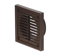 Airflow® External Wall Vent Cover - Brown Round Plastic Grille with Flyscreen for 100mm Ducting - Weatherproof Air Outlet - 140mm x 140mm