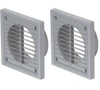 Airflow® External Wall Vent Cover - Grey Plastic Grille for 100mm / 4" Ducting - Weatherproof Air Outlet - 154mm x 154mm (Pack of 2)