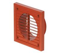 Airflow External Wall Vent Cover - Terracotta Round Plastic Grille with Flyscreen for 100mm / 4" Ducting - Weatherproof Air Outlet - 154mm x 154mm