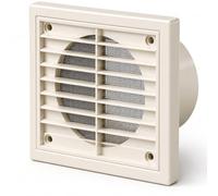 Airflow External Wall Vent Cover with Flyscreen - Beige Plastic Ventilation Grille for 100mm / 4" Ducting - Weatherproof Air Vent Outlet with Insect Screen - 154 x 154mm