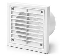 Airflow External Wall Vent Cover - White Plastic Grille with Flyscreen for 100mm / 4" Ducting - Weatherproof Air Outlet - 154mm x 154mm