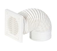 Airflow Flexible Ducting Kit - Ø150mm Diameter x 3m Length with White Square Grille & Fly Screen - Easy Install Ventilation Kit for Extractor Fans