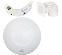 Airflow iCON 15 Bathroom Extractor Fan 19l/s with Adjustable Run-On Timer (1-30 Minutes), External Grille, 3m PVC Ducting -100mm Duct - 9.7W Energy Efficient, 3-Year Warranty