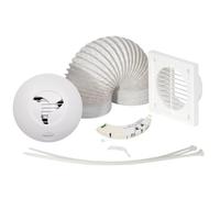 Airflow® iCON 15 Extractor Fan Kit - 100mm/4 - Comes with Humidity/Timer Module, White Grille, PVC Hose - 19 l/s, 9.7W Energy Efficient | 3-Year Warranty