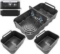 AirFlow Max™ Ninja AF500UK Accessories | 3-in-1 Divider Liner + 2PCS AirFlow Pro™ Liners | 15mm Raised Ridges, 3.5mm Thick | Premium 10.4L Silicone Liners for Ninja AF500UK | by iStock Kitchen