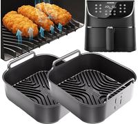 AirFlow Pro™ Cosori 5.5L Premium Silicone Liners 2-Pack | 3mm Thick with 15mm Raised Ridges for Airflow | Dishwasher Safe | Designed for Cosori 5.5L Air Fryer Accessories 1PC | by iStock Kitchen