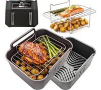 AirFlow Pro™ for Ninja AF200UK Accessories | Liners, Racks & Skewers | AirFlow Pro™ set for the Ninja AF200UK 7.6L Dual Zone air fryer: silicone liners, 304 steel racks & skewers.
