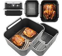 AirFlow Pro™ for Ninja AF500UK FlexDrawer Silicone Liners | 15mm Ridges | Fits Ninja Foodi FlexDrawer AF500UK 10.4L air fryer. 2 liners, 3mm BPA-free silicone, dishwasher safe; 22 × 19 × 11cm each.
