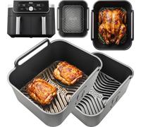AirFlow Pro™ for Ninja DZ901UK Dual Zone Silicone Liners | 15mm Ridges | Fits Ninja Foodi Dual Zone DZ901UK 9.5L air fryer. 2 liners, 3mm BPA-free silicone, dishwasher safe; 22 × 17 × 11cm each.