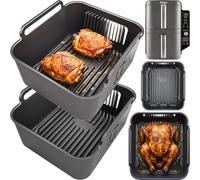 AirFlow Pro™ for Ninja SL400UK & SL451UK Double Stack Silicone Liners | Fits Ninja Double Stack XL 9.5L. 2 liners replace the crisper plates, not sit on top. 3mm silicone; 21.2 × 18.4 × 12.4cm.