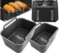 Airflow Pro™ Ninja 7.6L AF200UK Silicone Liners | Glove-Like Fit for Ninja AF200UK | 15mm Ridges for Crisp Airflow + 3mm Thick | Dishwasher Safe | Ninja AF200UK Accessories 2PCS | by iStock Kitchen