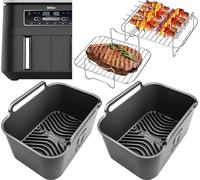 Airflow Pro™ Ninja 7.6L AF300UK Silicone Liners + Racks | 2 Silicone Liners & 2 x 304 Stainless Steel Racks + 4 Skewers, Dishwasher-Safe | 8PCS Ninja AF300UK Air Fryer Accessories | by iStock Kitchen
