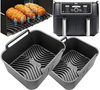 AirFlow Pro™ Ninja 9.5L AF400UK Silicone Liners | 15mm Raised Ridges for Crisp Airflow + 3mm Thick | Dishwasher Safe | Designed for Ninja AF400UK (Glove-Like Fit) 2PCS | by iStock Kitchen