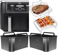 AirFlow Pro™ Ninja 9.5L AF400UK Silicone Liners & Racks | 2 Silicone Liners & 2 x 304 Stainless Steel Racks + 4 Skewers | Dishwasher Safe | 8PCS Ninja AF400UK Air Fryer Accessories | by iStock Kitchen