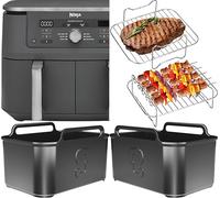 Airflow Pro™ Ninja 9.5L DZ400UK Accessories Silicone Liners & Racks | 2 Silicone Liners & 2 x 304 Stainless Steel Racks + 4 Skewers | Airflow Design | 8PCS DZ400UK Accessories | by iStock Kitchen