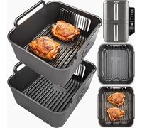AirFlow Pro™ Ninja SL400UK Silicone Liners | Double Stack XL 9.5L | 3mm Thick, 15mm Raised Ridges for Crisp Cooking | Glove-Like Fit | SL400 Accessories | by iStock Kitchen