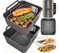 AirFlow Pro™ Ninja SL400UK Silicone Liners + Racks | Double Stack XL 9.5L | 3mm Thick, 15mm Raised Ridges for Crisp Cooking | 304 Stainless Steel Racks | SL400 Accessories | by iStock Kitchen