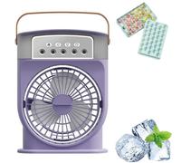 Airfrost Air Cooler Fan, 4 in 1 the Air Frost Portable Fan, Using Evaporative Cooling Fast Cooling Technology, 3 Levels Adjustable, Quiet Operation, With Night Light & Timer (purple, Charging Model)