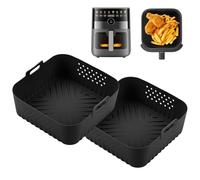 Airfryer Accessories 2 Pieces Hot Air Fryer Accessories Silicone Mould for Airfryer, Silicone Mould Hot Air Fryer 23 cm Square, for Cosori Turboblaze 5.5L/6.0L/6.2L, Philips 2000 6.2L Na230