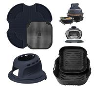 Airfryer Accessories for Ninja CRISPi FN101EU Airfryer 2 Pieces Silicone Mould + Splash Guard + Silicone Mats + Protective Cover for Ninja Crispi Accessories, Reusable Airfryer Silicone Mould (Blue)