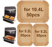 Airfryer Baking Paper for Ninja Flex Drawer Dual Zone AF500EU AF500EUCP 10.4 L, Also Compatible with Cosori XXL 10 L, Cecotec 9000 Pack of 100 Airfryer Baking Paper for 5.2 L