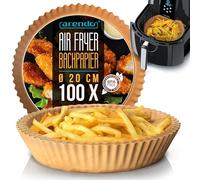 AirFryer Liners Disposable, Baking Parchment Air Fryer Liners, 100 Pcs Round Paper Liners 20 x 20 x 4.5 cm, air Fryer Accessories Water & Greaseproof, for Airfryer Ovens Microwaves Steam Cookers