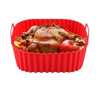 Airfryer Silicone Baking Tray - Reusable Non-Stick Mat | Heat Resistant Mould | Square Insert 21 x 21 cm for Pizza, Cake, Vegetables, Oven & Microwave