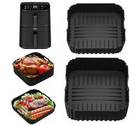 Airfryer Silicone Mould Hot Air Fryer Accessories for Cosori Turbo Tower Pro Smart Hot Air Fryer 10.8 L Double Stack Airfryer, Reusable Air Fryer Silicone Insert for Cosori CAF-DC112 (6.5L & 4.3L)
