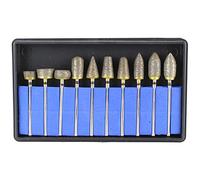 Airgoesin 10pcs Fast-Trimming Sintered Diamond Kit Grinding Bur Drill Bit Diamond Burs 3/32 Inch Shank Rotary Tool Accessories for Stone Porcelain Ceramic Carving, DIY Grinding, Polishing, Engraving