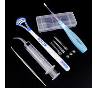 Airgoesin Professional Tonsil Stone Remover Tool LED Light | Stainless Steel Tonsillolith Pick Oral Care | Irrigation Syringe | Tongue Cleaner Scraper Blue