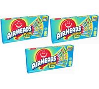 Airheads Singles Theater Box Assorted Sours Candy 3 x 94g (3.3oz) | Sour Chewy Taffy Bars Variety Pack | Sour Watermelon Punch, Blue Blast & Lemon Berry Squeeze | American Candy Snack Box