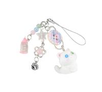AIRHSKWI Cartoon Cat Pendant Keychain Adorable Plaids Button Bag Accessory Student Bag Charm for Daily Use and School Life