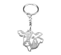 AIRHSKWI Hollow Cattle Head Keychain Elegant Gold/Silver Design Keyrings Pendant For Fashion Enthusiasts And Unique Seeker