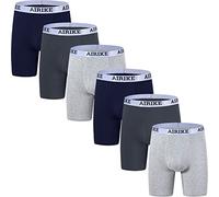 AIRIKE Bamboo Underwear Boxer Briefs Mens Long Leg Boxer Shorts Soft Breathable Trunks Underwear Boxers 6 Pack Size 2XL